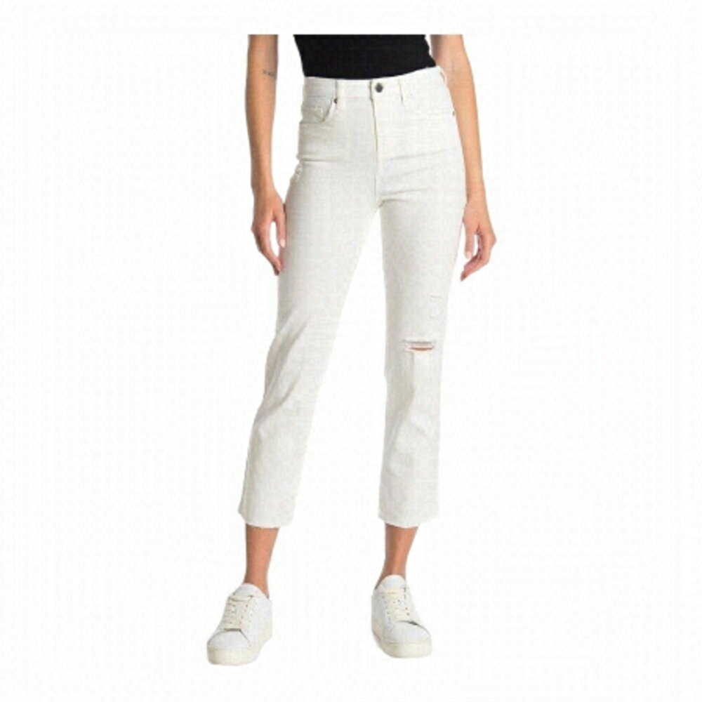 BLANK NYC Madison Cropped Raw Hem White Jeans Size 32